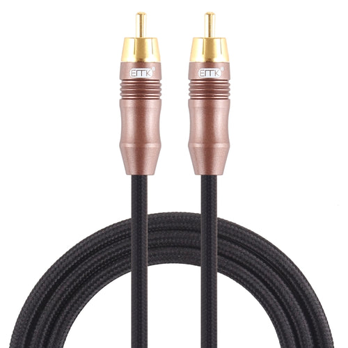 EMK 8mm RCA Male to 6mm RCA Male Gold-plated Plug Cotton Braided Audio Coaxial Cable for Speaker Amplifier Mixer, Length: 2m - HoMEdemic™ 