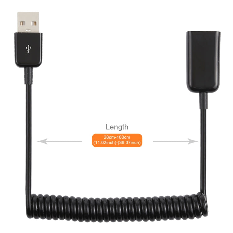 1m USB-A Male to USB-A Female Spring Coiled Cable, AM to AF, Length: 1.0m - HoMEdemic™ 