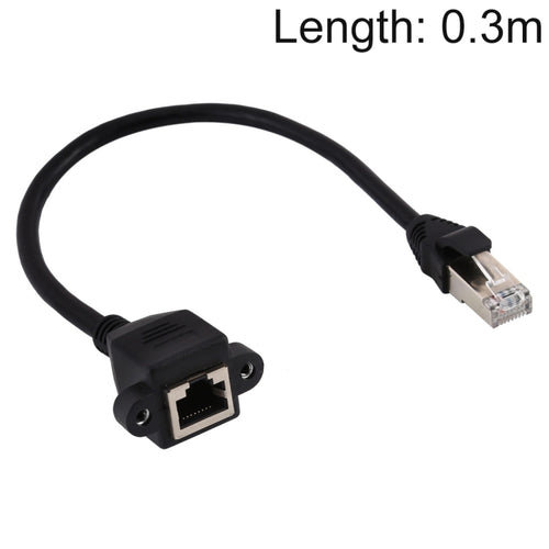 RJ45 Female to Male CATE5 Network Panel Mount Screw Lock Extension Cable , Length: 0.3m - HoMEdemic™ 