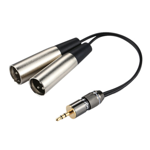 Metal Head 3.5mm Male to Aluminum Shell 2 x 3 Pin XLR CANNON Male Audio Connector Adapter Cable, Total Length: about 25cm - HoMEdemic™ 