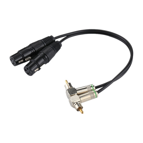 2 RCA Elbow Male to 2 x 3 Pin XLR CANNON Female Audio Connector Adapter Cable for Microphone / Audio Equipment, Total Length: about 34cm - HoMEdemic™ 