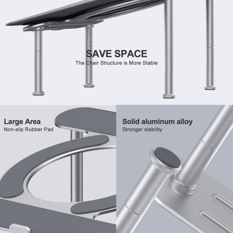 R-JUST BJ03 Universal Detachable Bench Shape Aluminum Alloy Angle Adjustable Laptop Stand - HoMEdemic™ 