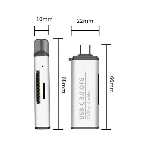 ADS-103 3 in 1 Type-C Male to USB 3.0 Female + SD / TF Card Slots OTG Adapter SD / TF Card Reader - HoMEdemic™ 