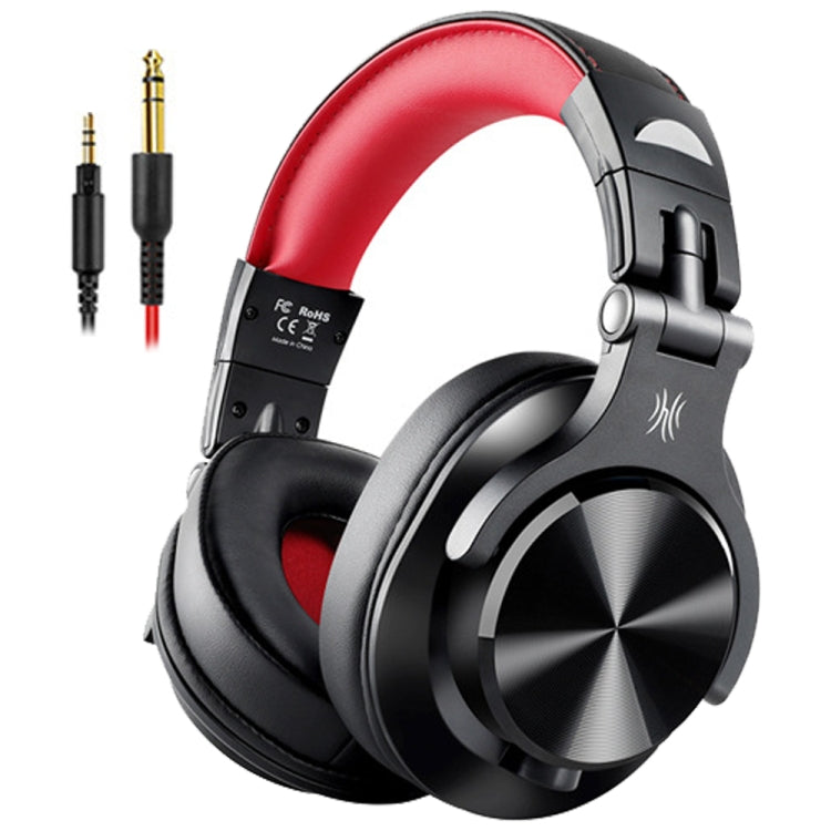 OneOdio A71 Head-mounted Noise Reduction Wired Headphone with Microphone (Black Red) - HoMEdemic™ 
