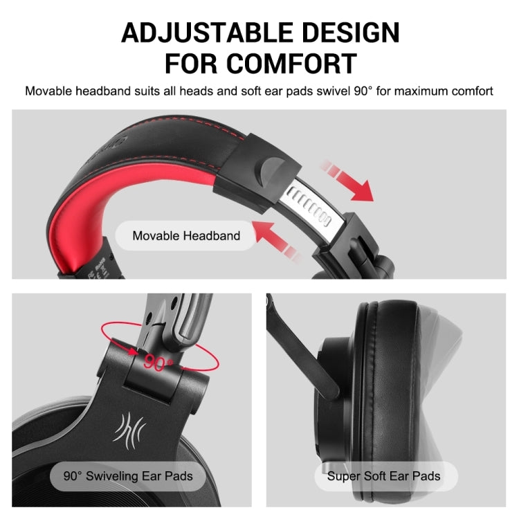 OneOdio A71 Head-mounted Noise Reduction Wired Headphone with Microphone (Black Red) - HoMEdemic™ 