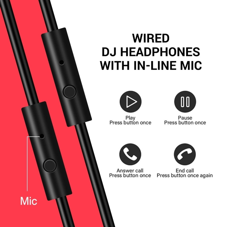 OneOdio A71 Head-mounted Noise Reduction Wired Headphone with Microphone (Black Red) - HoMEdemic™ 