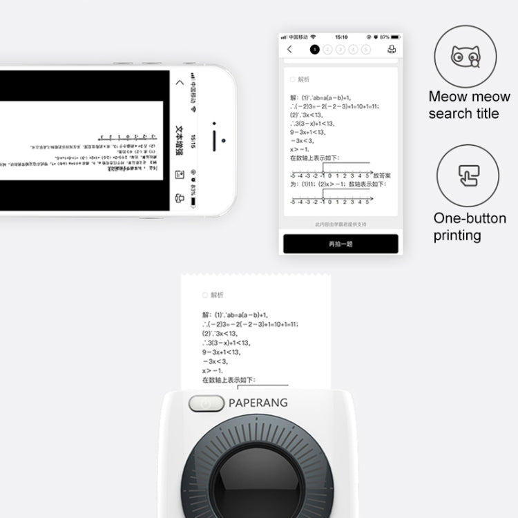 PAPERANG P2 Portable Bluetooth Printer Thermal Photo Phone Wireless Connection Printer, P2 White - HoMEdemic™ 