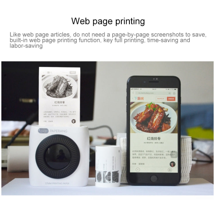 PAPERANG P2 Portable Bluetooth Printer Thermal Photo Phone Wireless Connection Printer, P2 White - HoMEdemic™ 
