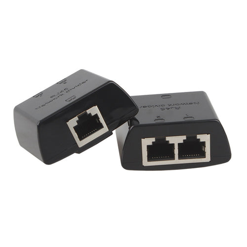 RJ45 to 2 x RJ45 Ethernet Network Coupler Thunder Lightning Protection (Black) - HoMEdemic™ 