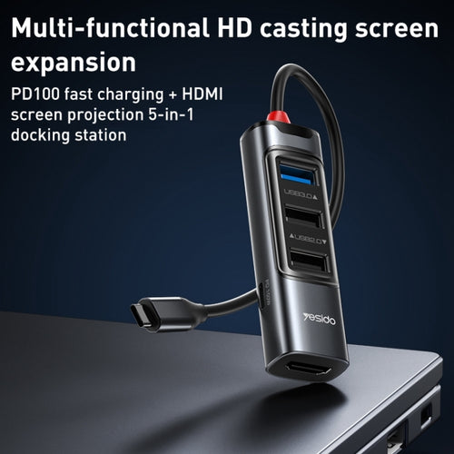 Yesido HB22 5 in 1 USB-C / Type-C Multifunction Docking Station HUB Adapter - HoMEdemic™ 