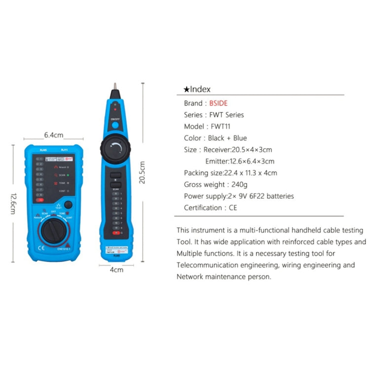 BSIDE FWT11 RJ11 / RJ45 Telephone Wire Tracker Ethernet LAN Network Cable Tester Detector Line Finder, FWT11 Line Finder - HoMEdemic™ 