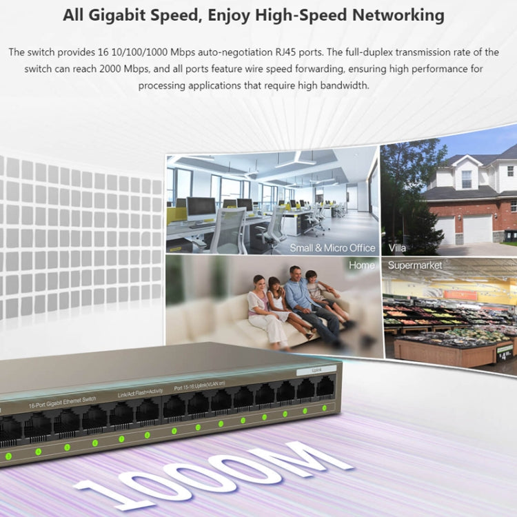 Tenda TEG1016M Desktop Metal 16-Port Gigabit Ethernet Switch Fast Establish High-Speed Network - HoMEdemic™ 