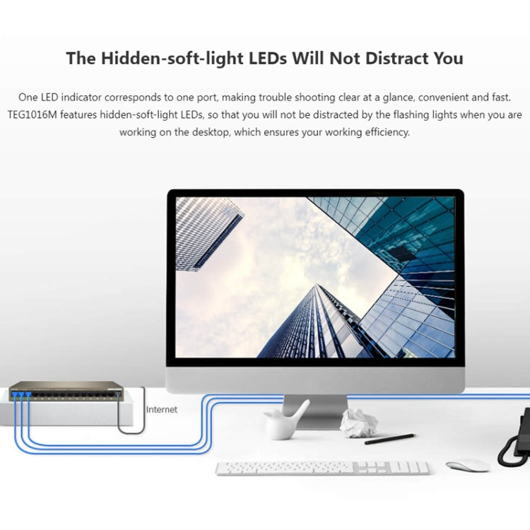 Tenda TEG1016M Desktop Metal 16-Port Gigabit Ethernet Switch Fast Establish High-Speed Network - HoMEdemic™ 