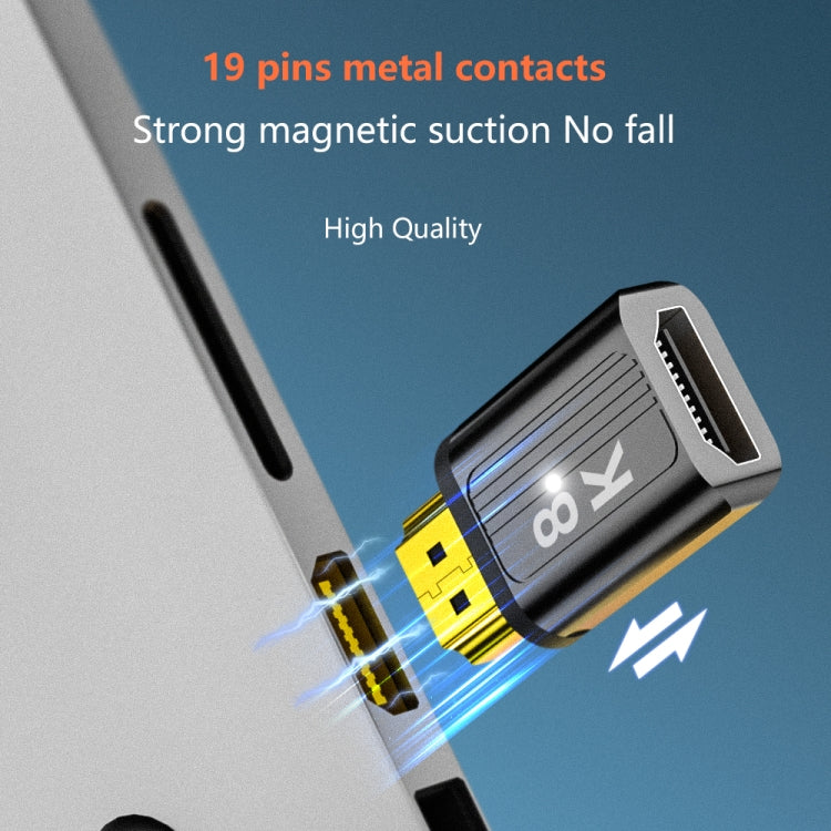 8K 60Hz HDMI Male to HDMI Female Magnetic Adapter (Gun Metal) - HoMEdemic™ 