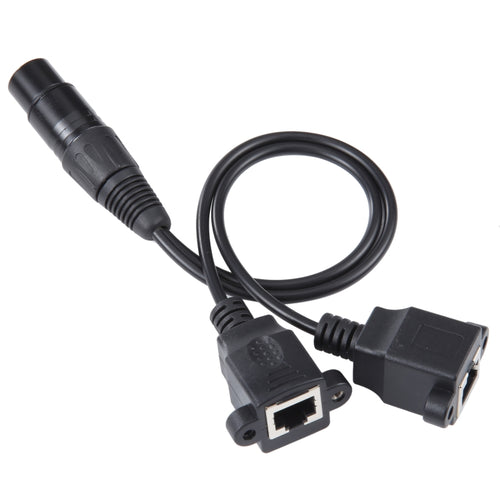 3-pin XLR Female to 2 x RJ45 Female Ethernet LAN Network Extension Cable, Cable Length: 30cm(Black) - HoMEdemic™ 