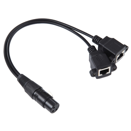 3-pin XLR Female to 2 x RJ45 Female Ethernet LAN Network Extension Cable, Cable Length: 30cm(Black) - HoMEdemic™ 