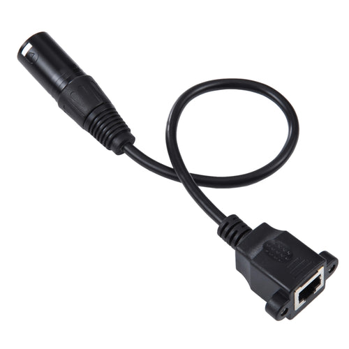 3-pin XLR Male to RJ45 Female Ethernet LAN Network Extension Cable, Cable Length: 30cm (Black) - HoMEdemic™ 