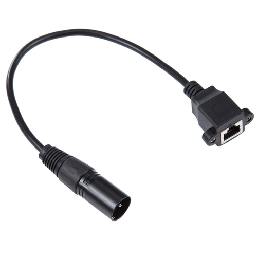 3-pin XLR Male to RJ45 Female Ethernet LAN Network Extension Cable, Cable Length: 30cm (Black) - HoMEdemic™ 