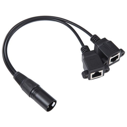 3-pin XLR Male to 2 x RJ45 Female Ethernet LAN Network Extension Cable, Cable Length: 30cm (Black) - HoMEdemic™ 