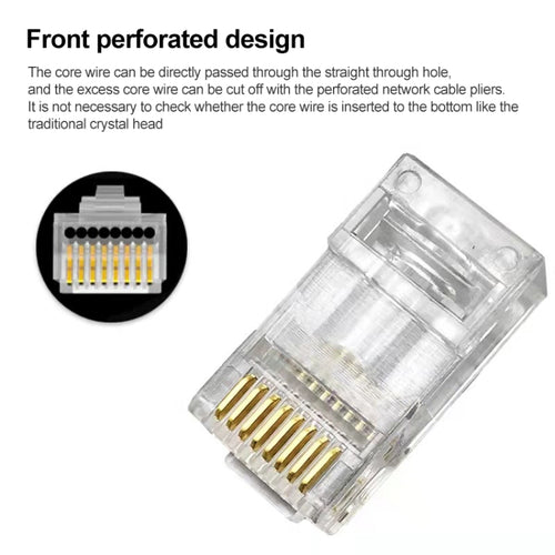 100pcs Cat5e Shielded Pass Through RJ45 Connector Modular Plug - HoMEdemic™ 