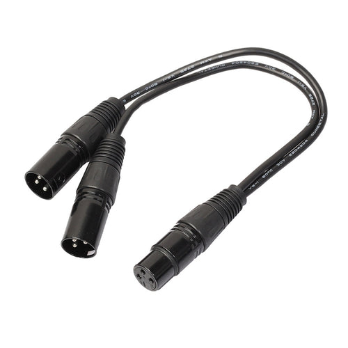 30cm 3 Pin XLR CANNON 1 Female to 2 Male Audio Connector Adapter Cable for Microphone / Audio Equipment - HoMEdemic™ 