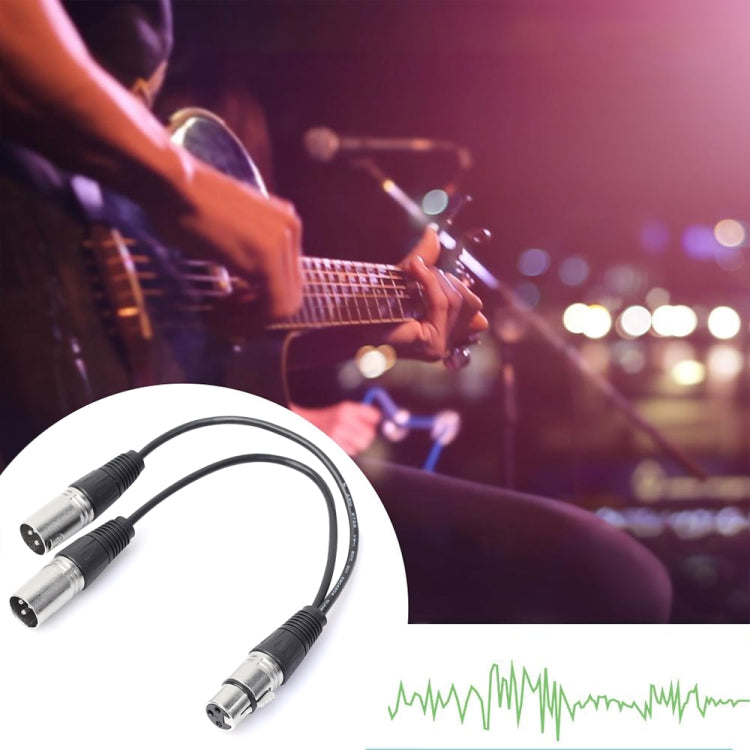 30cm 3 Pin XLR CANNON 1 Female to 2 Male Audio Connector Adapter Cable for Microphone / Audio Equipment, 1 Female to 2 Male Silver - HoMEdemic™ 