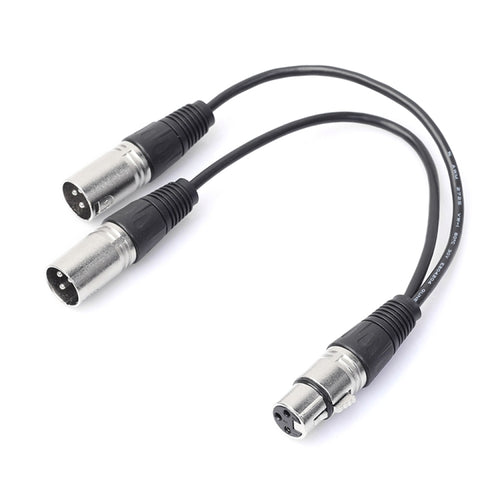 30cm 3 Pin XLR CANNON 1 Female to 2 Male Audio Connector Adapter Cable for Microphone / Audio Equipment - HoMEdemic™ 