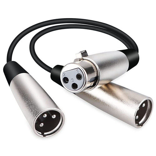 30cm Metal Head 3 Pin XLR CANNON 1 Female to 2 Male Audio Connector Adapter Cable for Microphone / Audio Equipment - HoMEdemic™ 