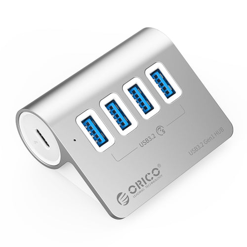 ORICO M3U4 Aluminum Alloy 4-Port USB 3.2 Gen1 5Gbps HUB (Silver) - HoMEdemic™ 