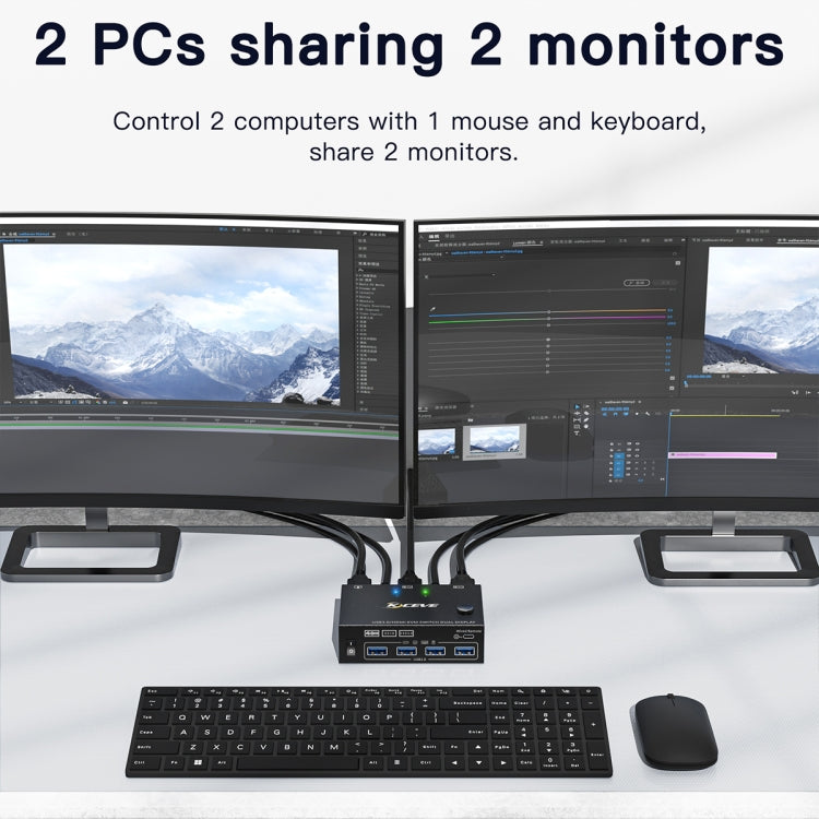 KC-KVM202AS 4K 60HZ USB3.0 HDMI Dual Display KVM Switcher Support EDID Analog Lock Screen - HoMEdemic™ 