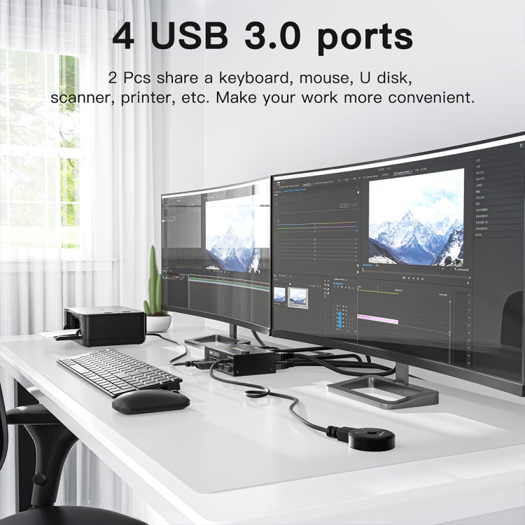 KC-KVM202AS 4K 60HZ USB3.0 HDMI Dual Display KVM Switcher Support EDID Analog Lock Screen - HoMEdemic™ 