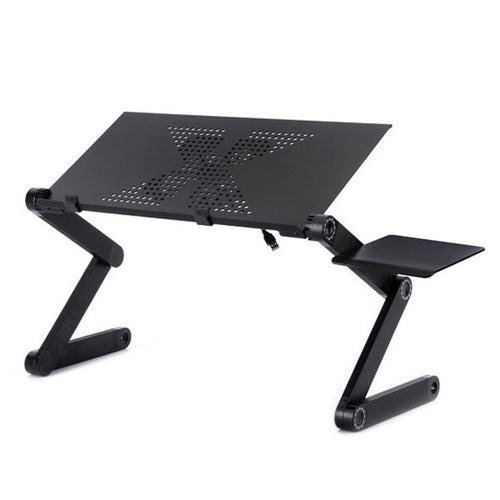 Portable 360 Degree Adjustable Foldable Aluminium Alloy Desk Stand with Cool Fans & Mouse Pad for Laptop / Notebook(Black) - HoMEdemic™ 