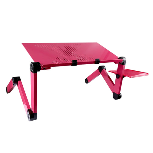 Portable 360 Degree Adjustable Foldable Aluminium Alloy Desk Stand with Cool Fans & Mouse Pad for Laptop / Notebook (Magenta) - HoMEdemic™ 