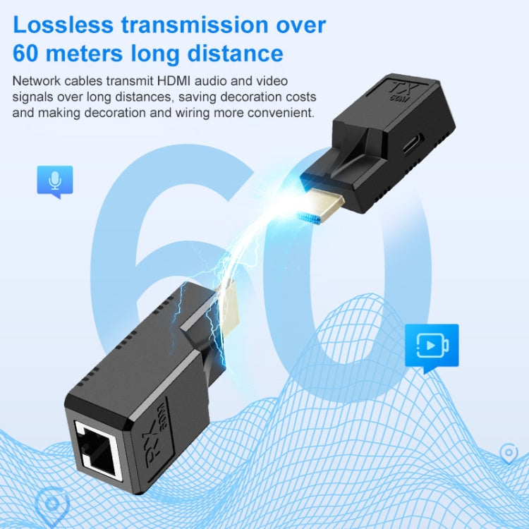 60m RJ45 to HDMI Network Extender, with Cable - HoMEdemic™ 