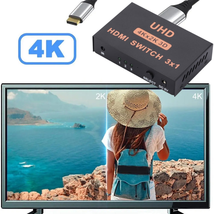 HDMI Switch 3 into 1 out 4Kx2K HD Video Switch, with Remote Control - HoMEdemic™ 