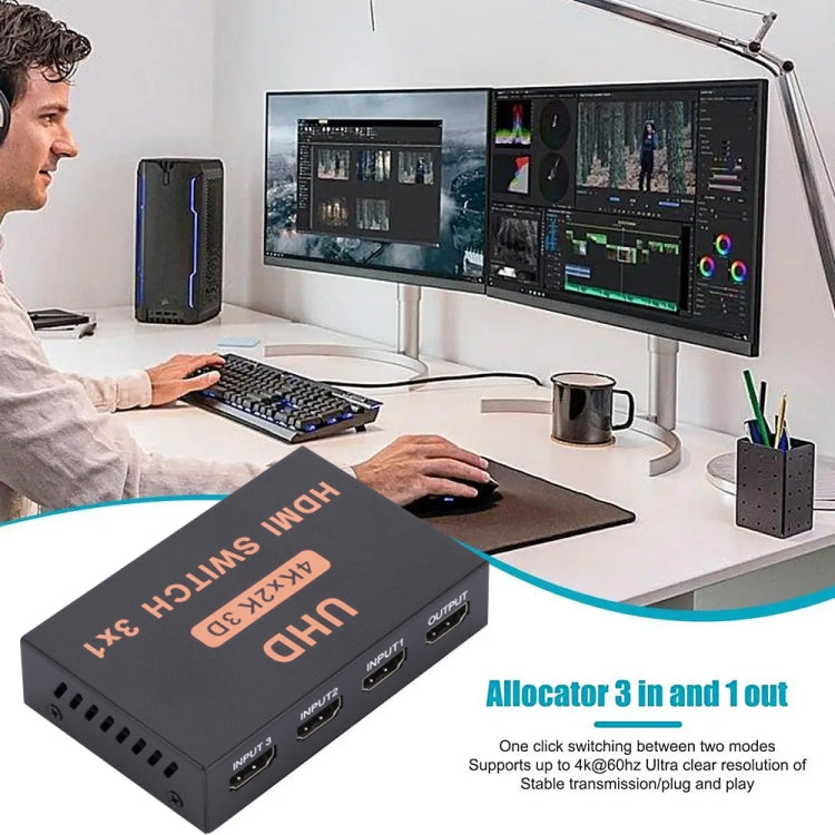 HDMI Switch 3 into 1 out 4Kx2K HD Video Switch, with Remote Control - HoMEdemic™ 