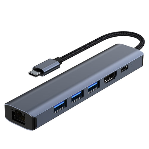 BYL-2210 6 in 1 USB-C / Type-C to USB Multifunctional Docking Station HUB Adapter with 1000M Network Port - HoMEdemic™ 