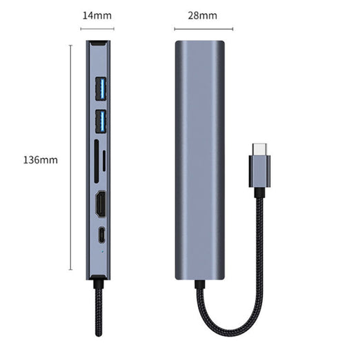 BYL-2303 7 in 1 USB-C / Type-C to USB Multifunctional Docking Station HUB Adapter - HoMEdemic™ 