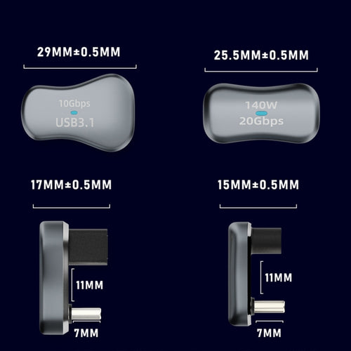 140W 20Gbps USB-C / Type-C Male to USB-C / Type-C Female U-shaped Elbow Charging Adapter - HoMEdemic™ 