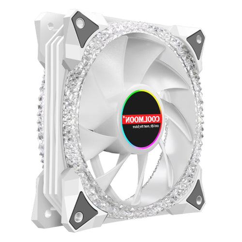 COOLMOON AS2 PWM Controlled Cooling Fan 12CM Dual-aperture Computer Water Cooling ARGB Chassis Fan (White) - HoMEdemic™ 