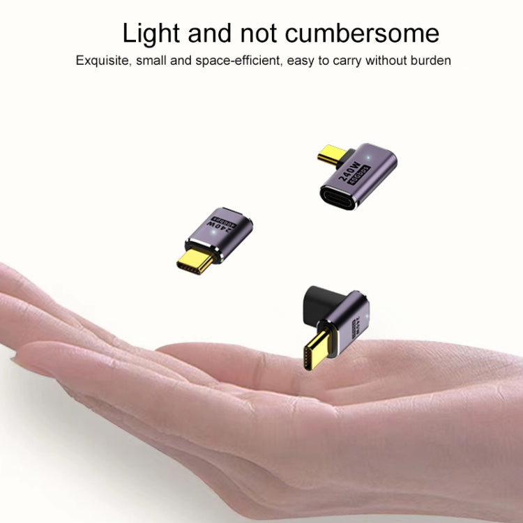240W USB-C/Type-C Female to USB-C/Type-C Male 40Gbps Vertical Angle Adapter with Light, Vertical Angle Adapter - HoMEdemic™ 