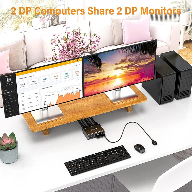 KC-KVM202DPA-USB2.0 DP 3DP+3DP KVM Switch (Black) - HoMEdemic™ 