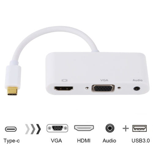 USB 2.0 + Audio Port + VGA + HDMI to USB-C / Type-C HUB Adapter - HoMEdemic™ 