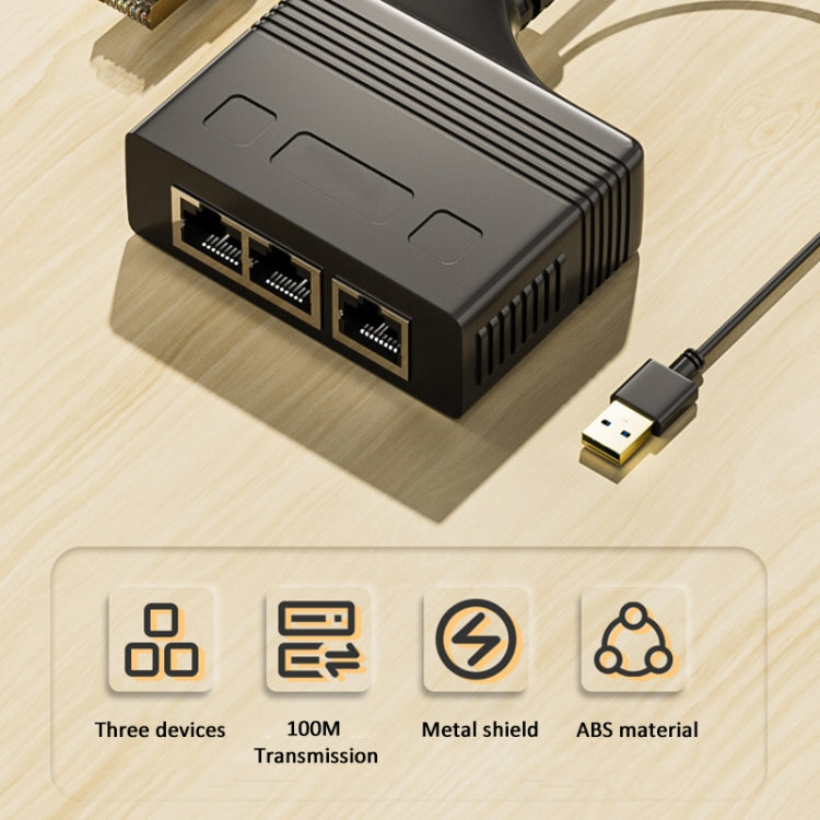 Male RJ45 3 in 1 100M Network Splitter Cable Ethernet Network Coupler - HoMEdemic™ 