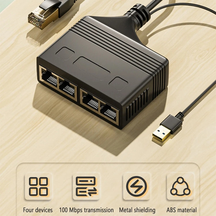 Female RJ45 4 in 1 100M Network Splitter Cable Ethernet Network Coupler - HoMEdemic™ 