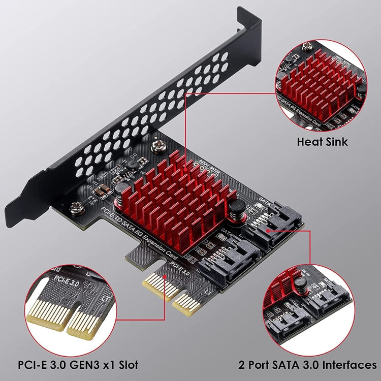 PCI-E 1X GEN3 To SATA3.0 Expansion Card 2 Ports 6Gbps Transfer Expansion IPFS Hard Disk - HoMEdemic™ 
