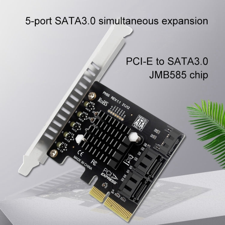 PCI-E To 5 SATA 3.0 Expansion Card(Full High Baffle) - HoMEdemic™ 