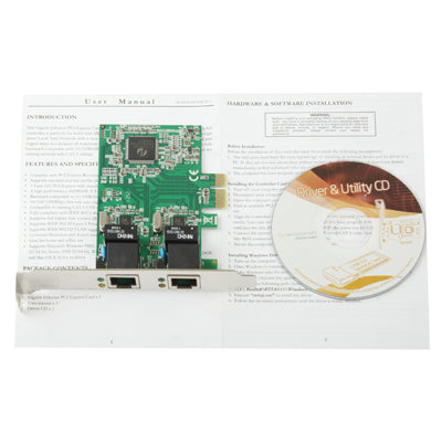 PCI-Express Dual Gigabit Ethernet Controller Card Adapter 2 Port RJ45 10/100/1000 BASE-T (IO-PCE8111-2GLAN), 2 Ports RJ45 - HoMEdemic™ 