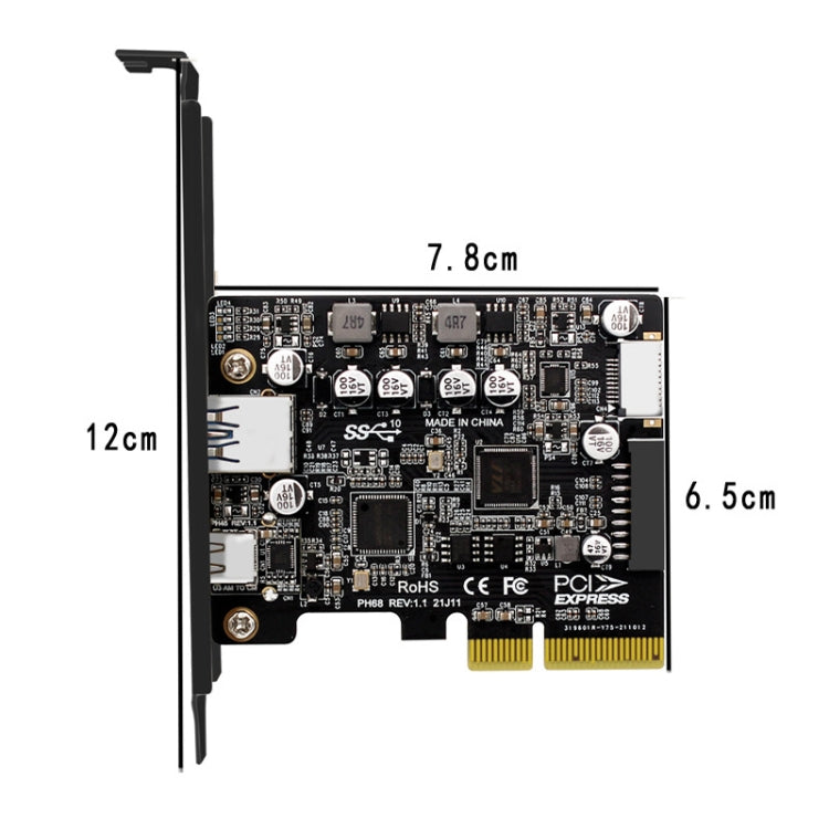 PCIE 3.0 To USB 3.2 Extension Card Type-C Port Front Type-E Expansion Riser Card(PH68) - HoMEdemic™ 