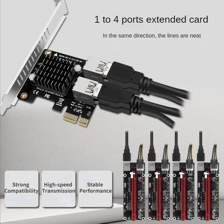 PCIE To PCI-E4 Port USB3.0 Expansion Card Graphics Card Extension(Full High Baffle) - HoMEdemic™ 